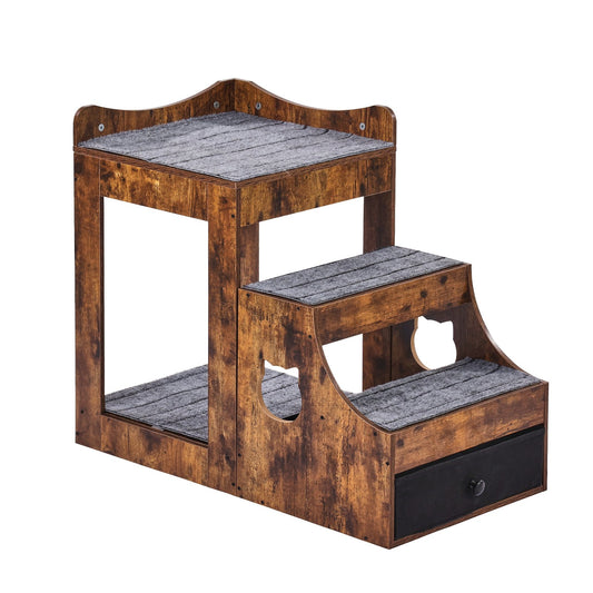 Pet Bunk Bed with Stairs - Window Perch with Indoor Storage