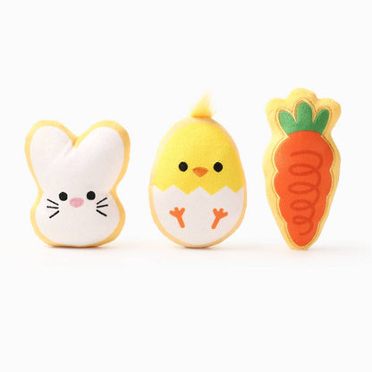Hoppin' Easter Fun Cookies Plush Dog Toy Set - 3 Pk