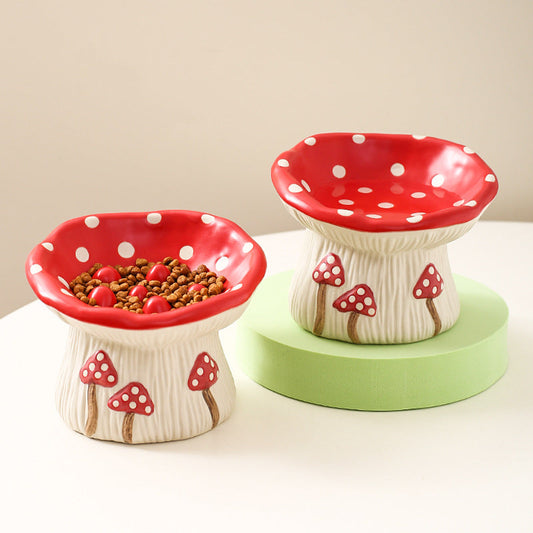 Creative Mushroom Modeling Tall Pet Bowl Cute Cat Bowl Dog