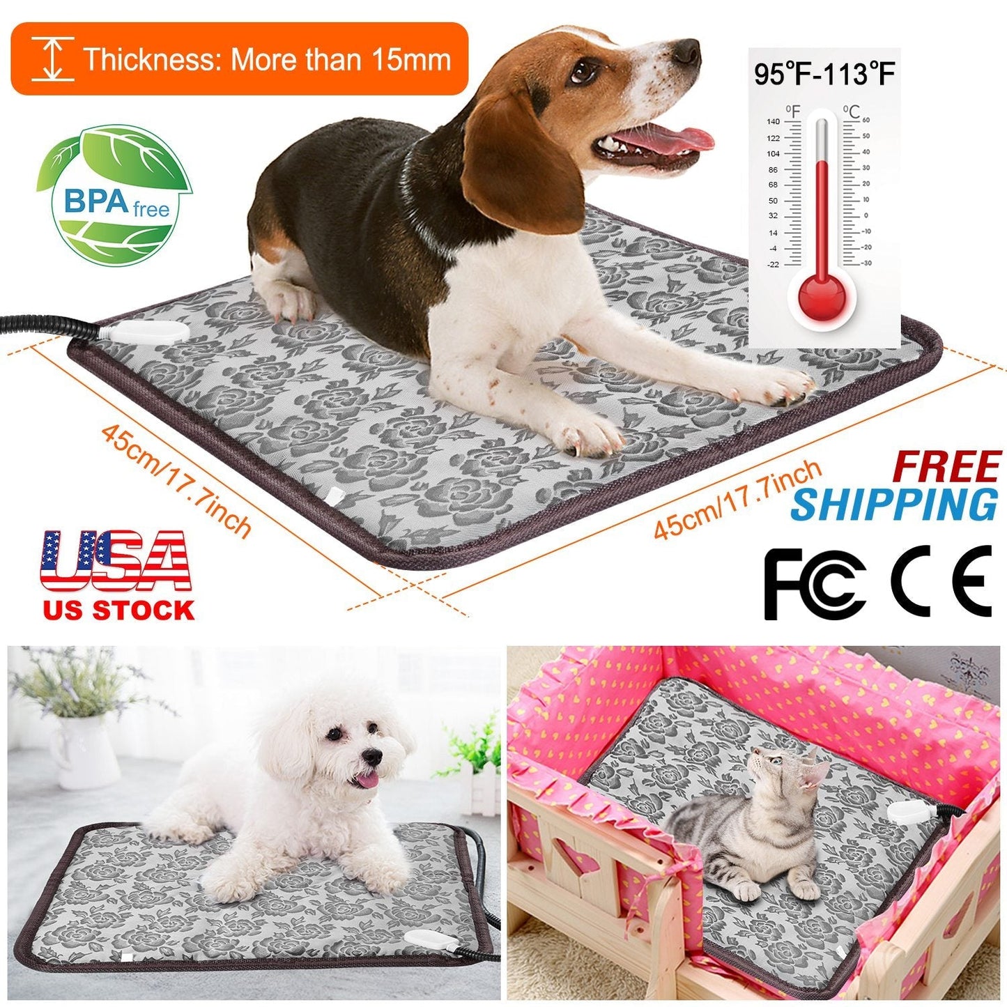 Pet Heating Pad Dog Cat Electric Heating Mat Waterproof