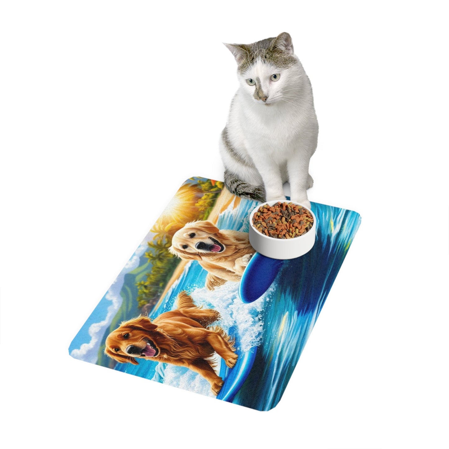 Pet Food Mat (12x18) - Surf Dogs