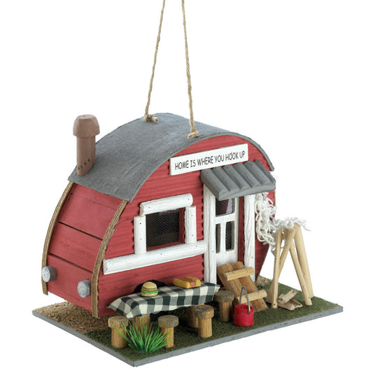 Vintage Red Trailer Decorative Outdoor Birdhouse