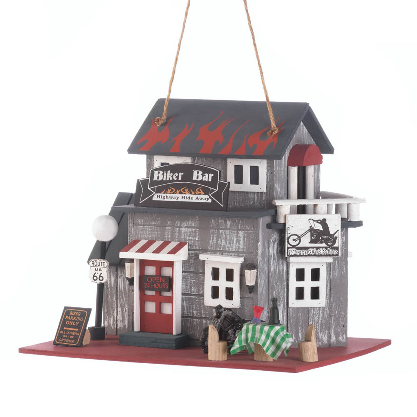 Route 66 Biker Bar Novelty Outdoor Garden Birdhouse