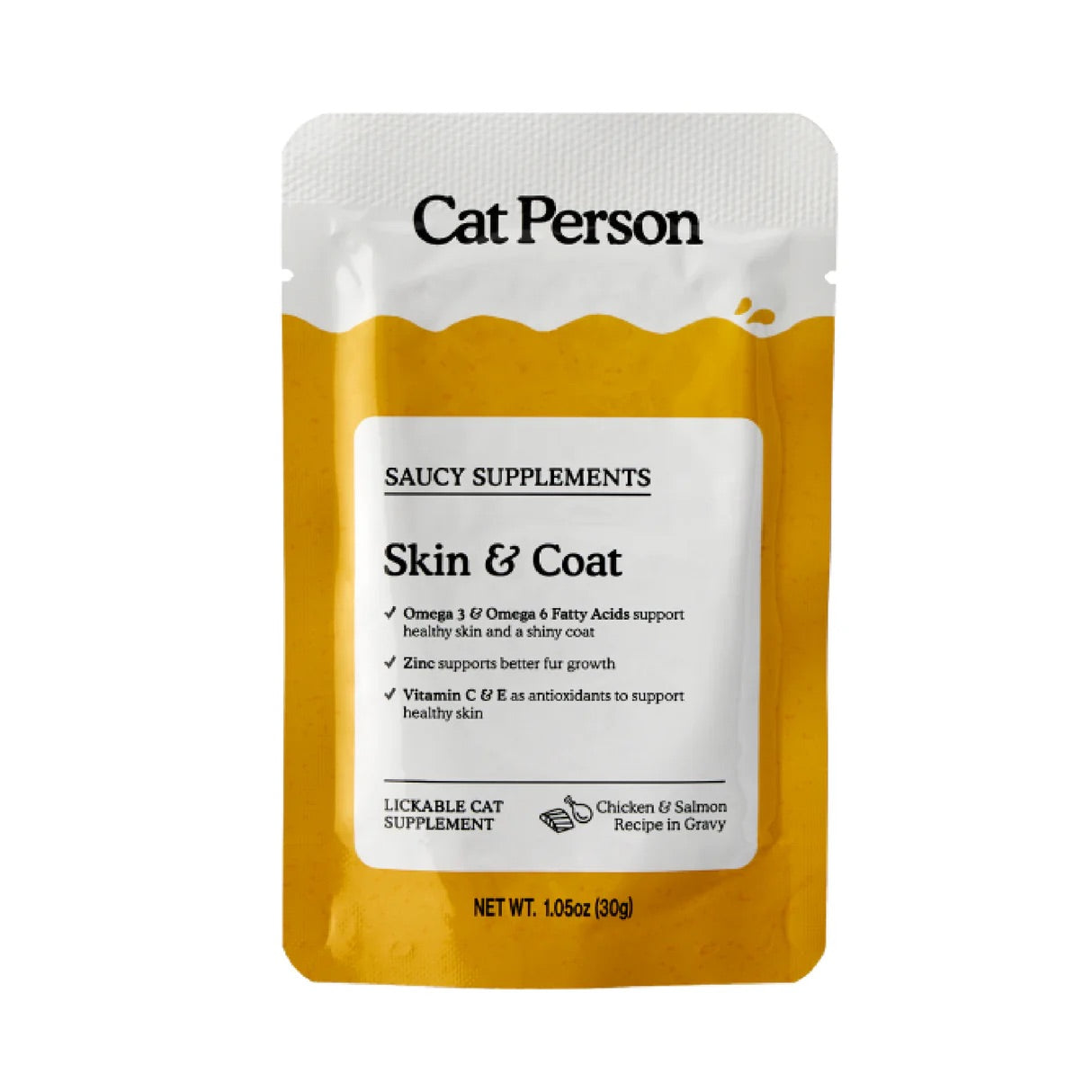 Cat Person Cat Supplement Skin & Coat Chicken & Salmon 1.05oz Pouch - Cat Person Cat Food - The Family Pet