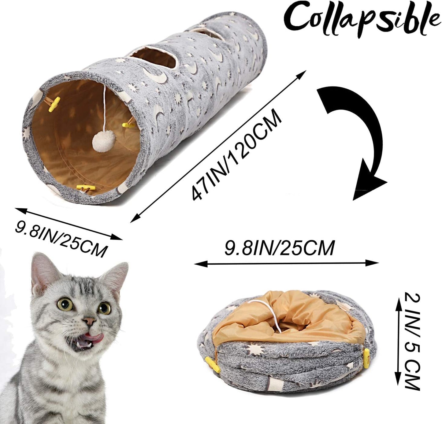 Cat Tunnel Collapsible With Plush Ball Toys