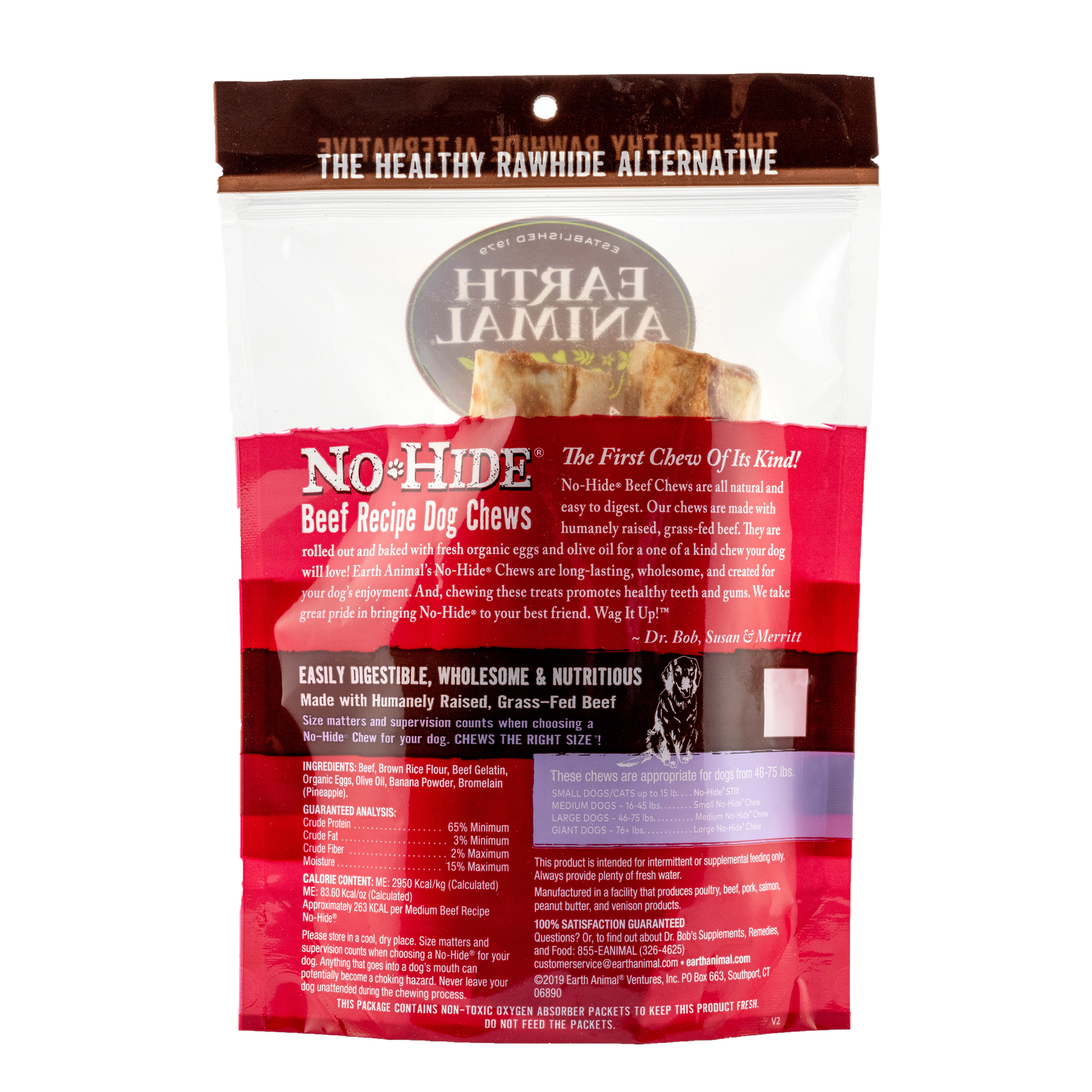 Earth Animal No Hide Medium Beef Dog Rolls (2pk) (4.2oz) - Earth Animal Dog Treats - The Family Pet