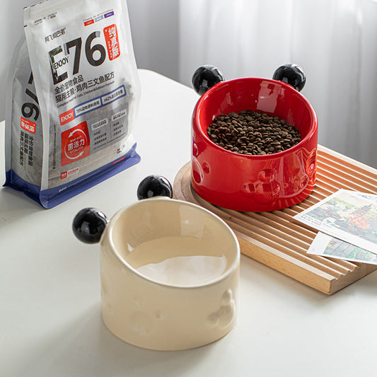 Purrfect Pet Kingdom Ceramic High-footed Pet Cat Bowl With Neck Protection, Doubl (WHITE) - Premium Cat Bowls & Feeders