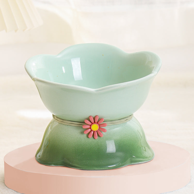 Cute Cat Bowl Ceramic Flower Gradient