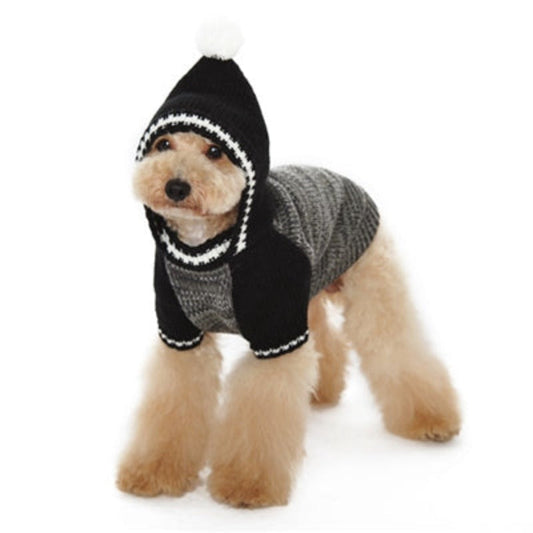 Contrast Hoodie Black Dog Sweater