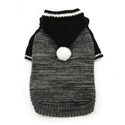 Contrast Hoodie Black Dog Sweater