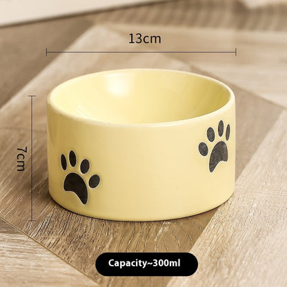 Drinking Water Neck Protection Pet Ceramic Oblique Mouth
