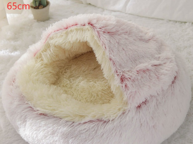 2-in-1 Pet Bed - Round Plush Calming Donut Bed for Dogs & Cats