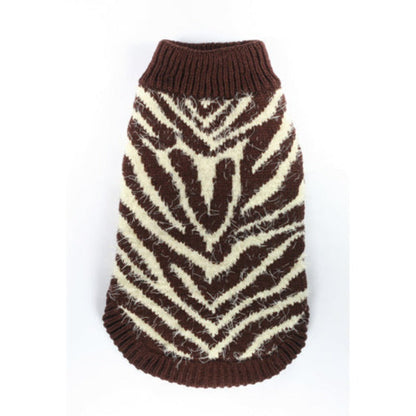 FeatherSoft Brown Zebra Print Dog Sweater