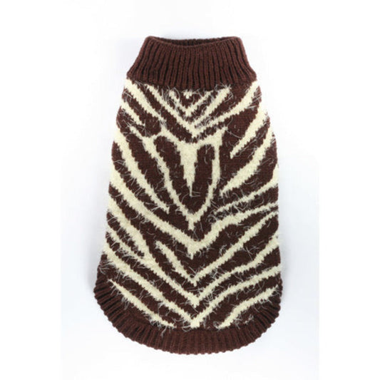 FeatherSoft Brown Zebra Print Dog Sweater