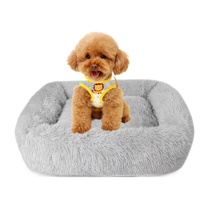 Washable Dog Bed Gray Plush Soft Cats Dogs 🛏️