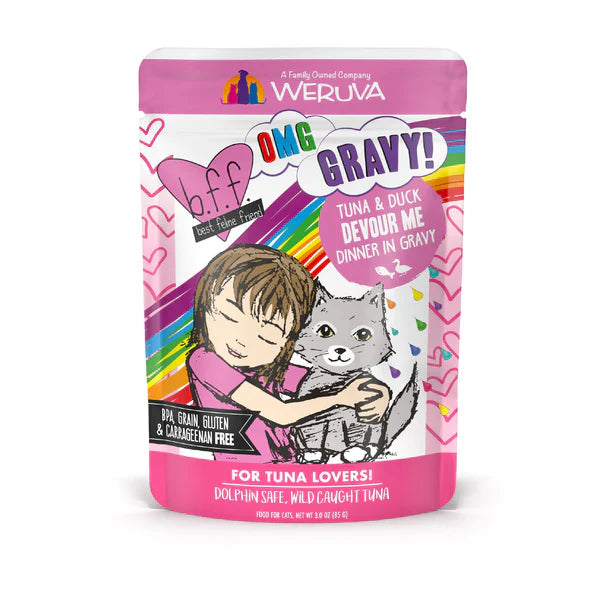BFF OMG Adult Devour Me Tuna and Duck Cat Wet Pouch (3oz) - BFF Wet Cat Food - The Family Pet