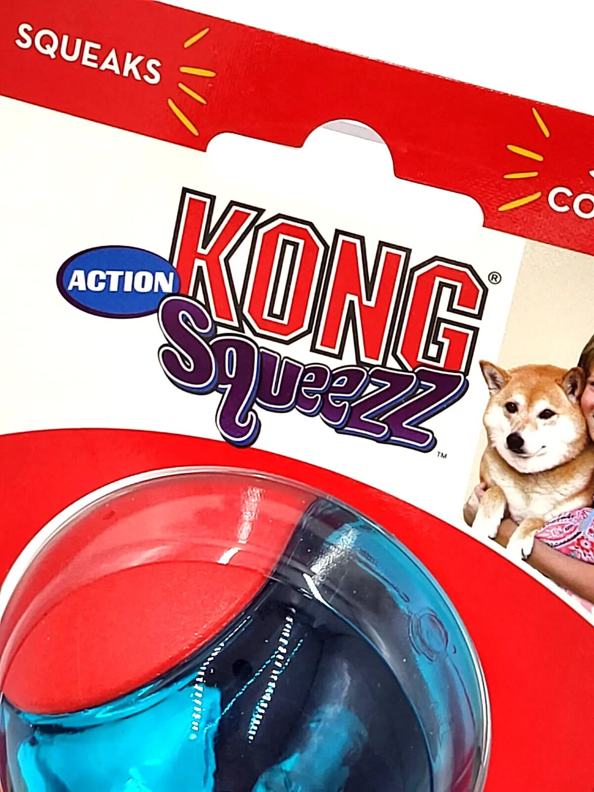 KONG Squeezz Action Ball Medium Red 3 Pack Textured Squeaky Toy