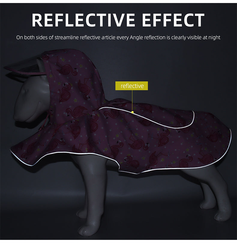 New Pet Clothes Waterproof Reflective Cape Raincoat Transparent PU Leather Dog Raincoat - Purrfect Pet Kingdom