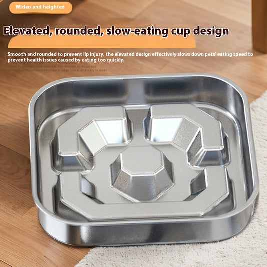 Stainless Steel Square Slow Feeder Bowl for Dogs and Cats