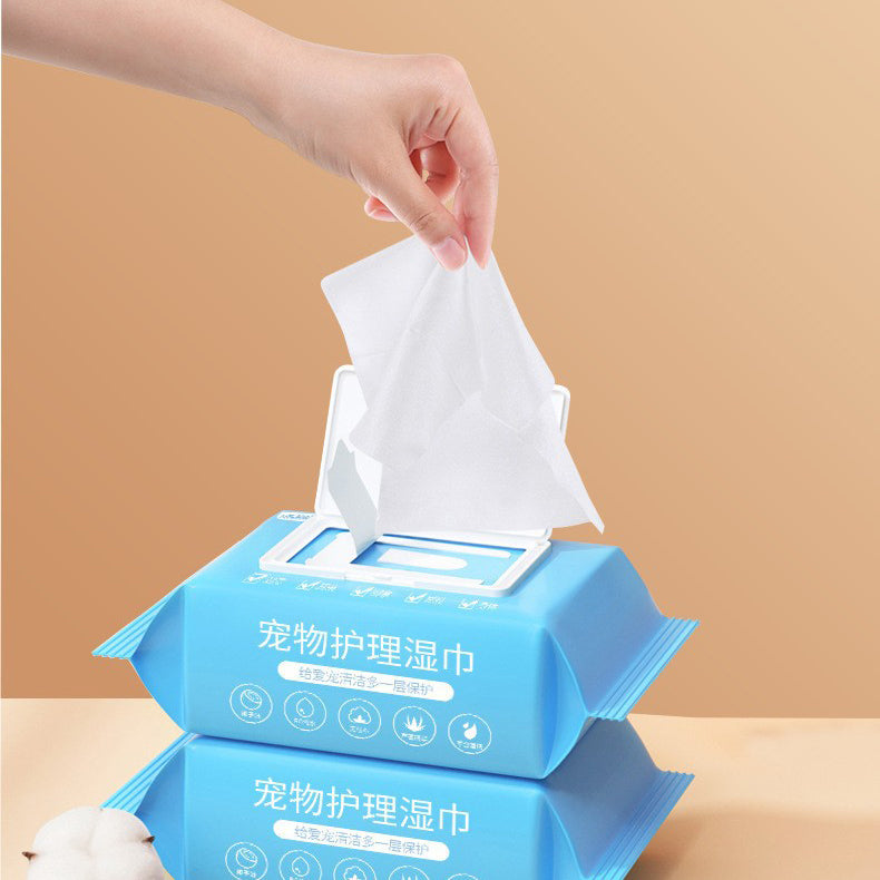 Pet Care Wet Wipes 100 Sheets Dog No-Rinse Cleaning Tissues Cat Eye Care Tear Stain Removal Wipes Wholesale