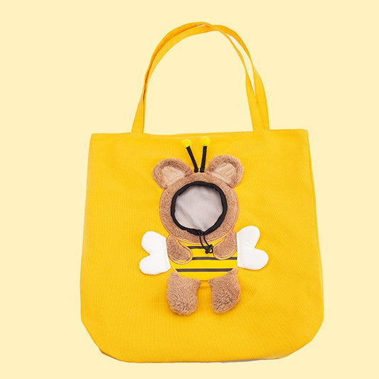 Cute canvas outdoor bag with exposed bee shaped cat bag shoulder bag small dog tote bag - Purrfect Pet Kingdom