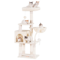 Heybly Small Cat Tree with Hammock – Compact Cat Tower &