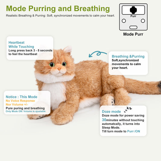 Percy 2.0 Golden British Short Hair Cat- Breathing  Heartbeat Pur,Voice Robonic Cat