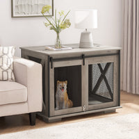 Farmhouse Dog Crate Furniture Sliding Barn Door