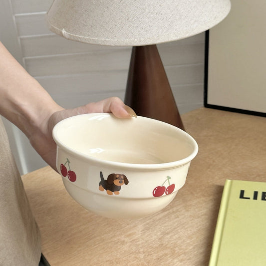 Original Cartoon Cute Cherry Sausage Dog Ceramic Tableware
