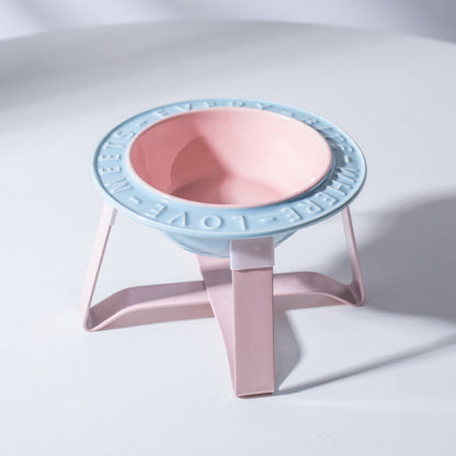 UFO Ceramic Cat Bowl Dog Bowl Rack Neck Protection