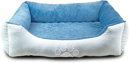 Upgrade your furry friend's comfort with our Medium Orthopedic Rectangle Bolster Pet Bed in Blue! 🐾💙 Perfect for restful naps and support! - MJ's Pet Closet