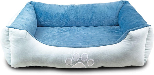Upgrade your furry friend's comfort with our Medium Orthopedic Rectangle Bolster Pet Bed in Blue! 🐾💙 Perfect for restful naps and support! - MJ's Pet Closet