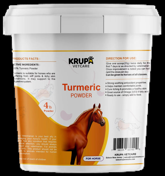 Natural Turmeric Powder for Horses with Powdered Coconut Oil - Turmericle Anti-Inflamatory Horse Supplement for Healthy Hip & Joint Function - Normal Skin Health