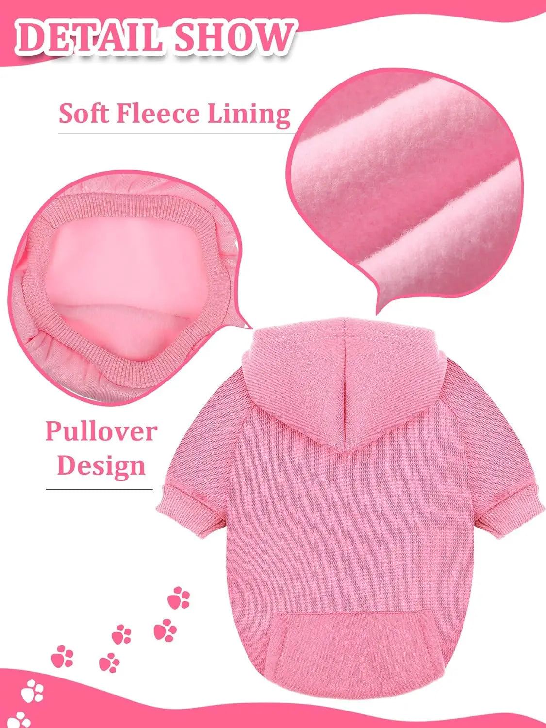 Dog Hoodies for Small Dogs, Spring Autumn Clothes Solid Color Sweatshirts with Pocket Pet Pullover Coat Puppy Cat Sport Costume