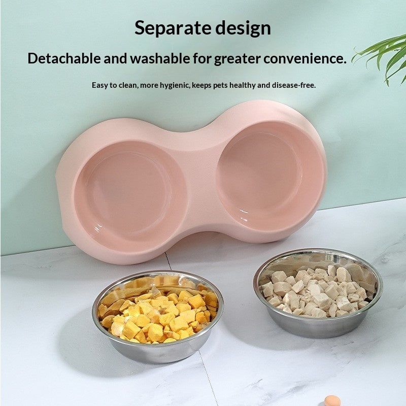 Pet Stainless Steel Double Bowl Dog Feeder In Macaron Colors