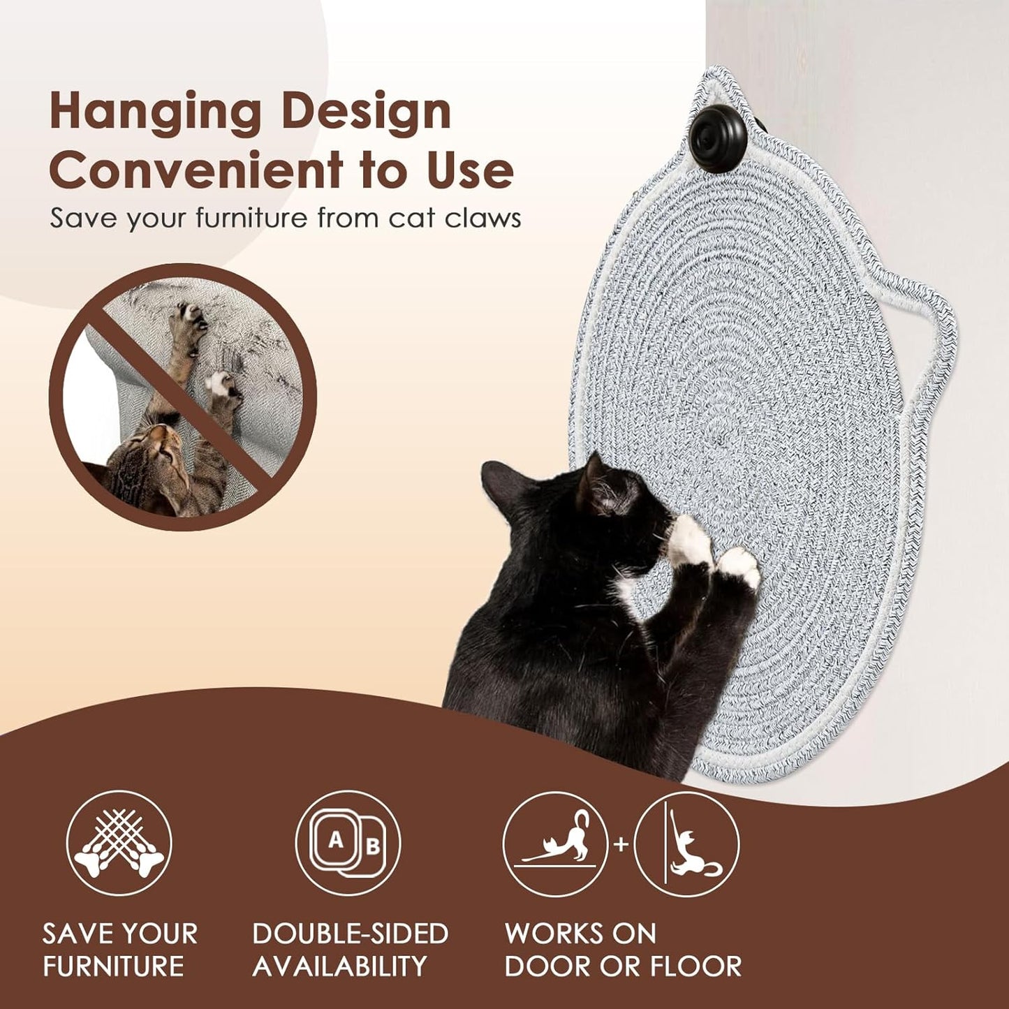 Cat Scratcher Mat Natural Cotton Rope Cat Scratch Pad Round