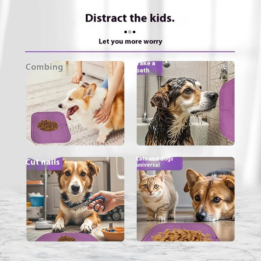 Pet Dog Slow Food Bowl Pet Silicone Dog Licking Pad Cat Licking Plate Puzzle Leakage Hidden Food Cat Yogurt Meal Pad