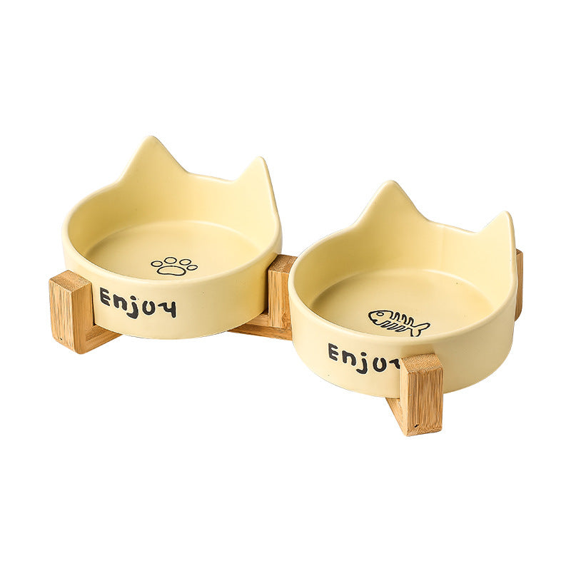Elevated Wooden Cat Bowl Set: Healthy Posture Dining Station