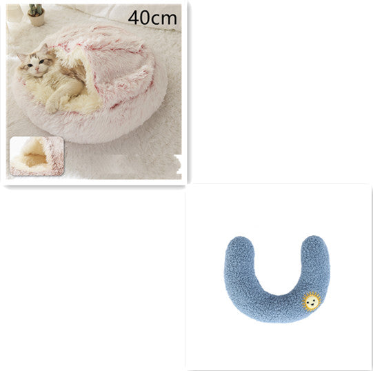 2-in-1 Pet Bed - Round Plush Calming Donut Bed for Dogs & Cats