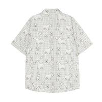 Digital Full Print Cartoon Dog Plaid Short Sleeve Shirt