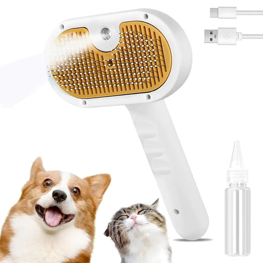 Style Loft Collection 3-in-1 Cat Steam Brush for Shedding Steamy Grooming Brush for Long & Short Hair Cats & Dogs Self-Cleaning Pet Hair Removal Comb with Water Tank Dog Brush