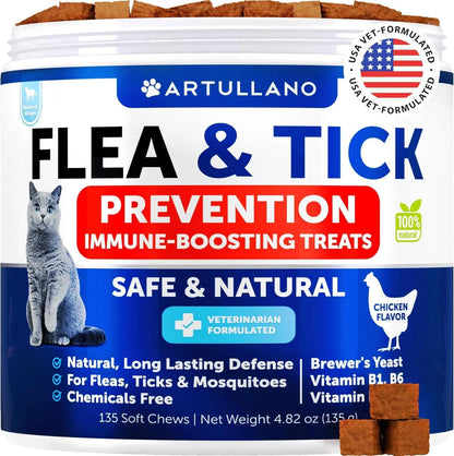 Natural Flea and Tick Prevention for Cats Premium Oral Chews