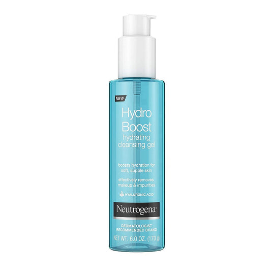 Neutrogena Hydro Boost Lightweight Hydrating Facial Cleansing Gel For Sensitive Skin, Gentle Face Wash & Makeup Remover With Hyaluronic Acid, Hypoallergenic & Non Comedogenic, 6 Oz