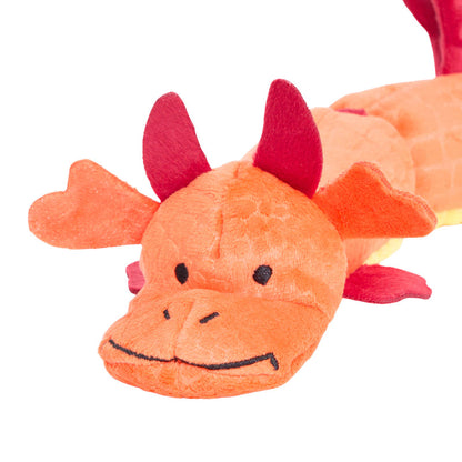 Red Zippy Dragonz Long Squeaky Plush Dog Toy