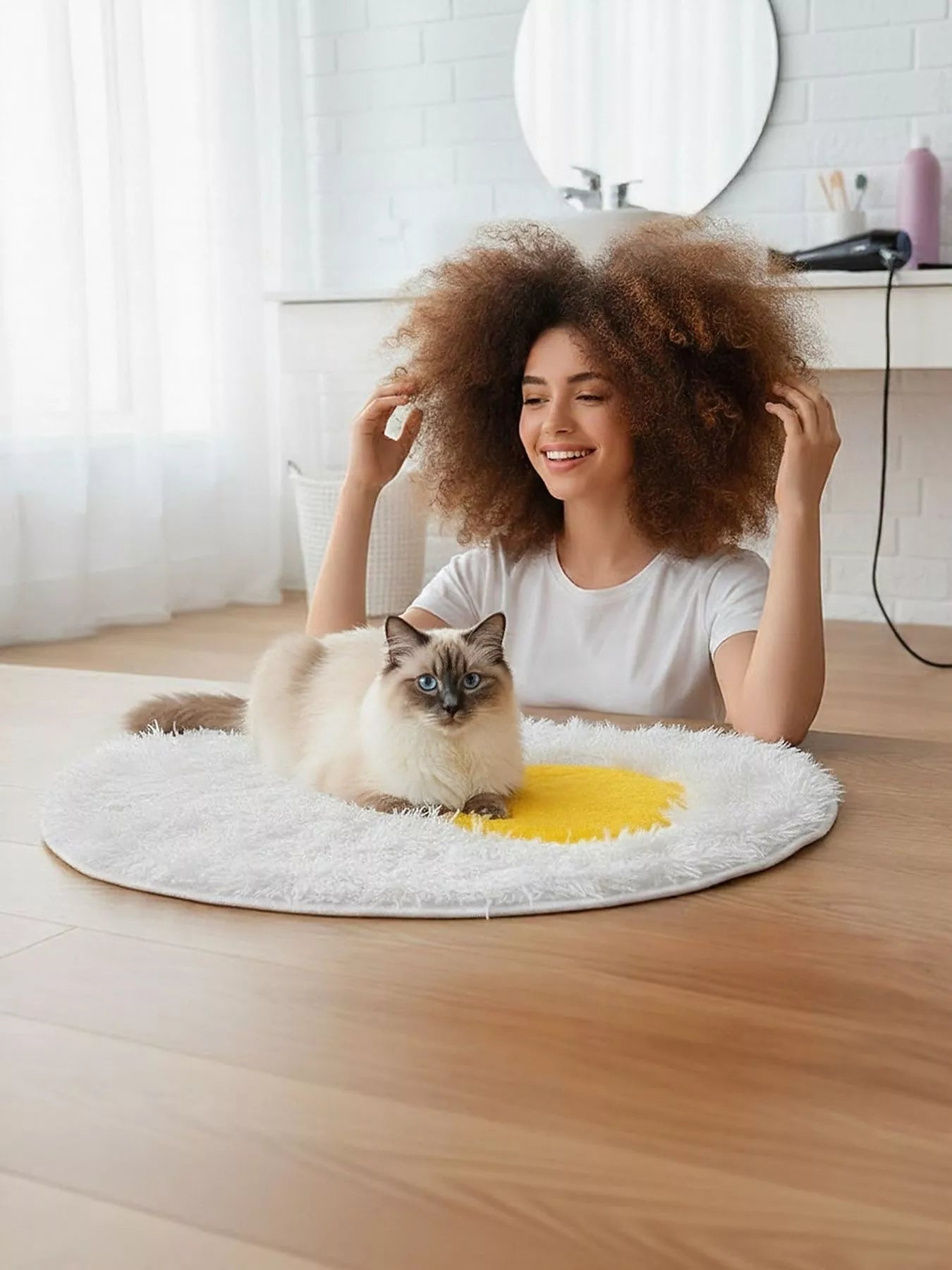 Pet Mat - Fried Egg Design Plush Soft Padded Sleeping Cushion