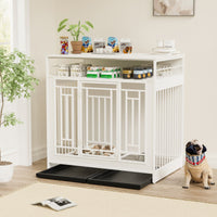 43.3 Inch Wooden Dog Crate Furniture with Divider and