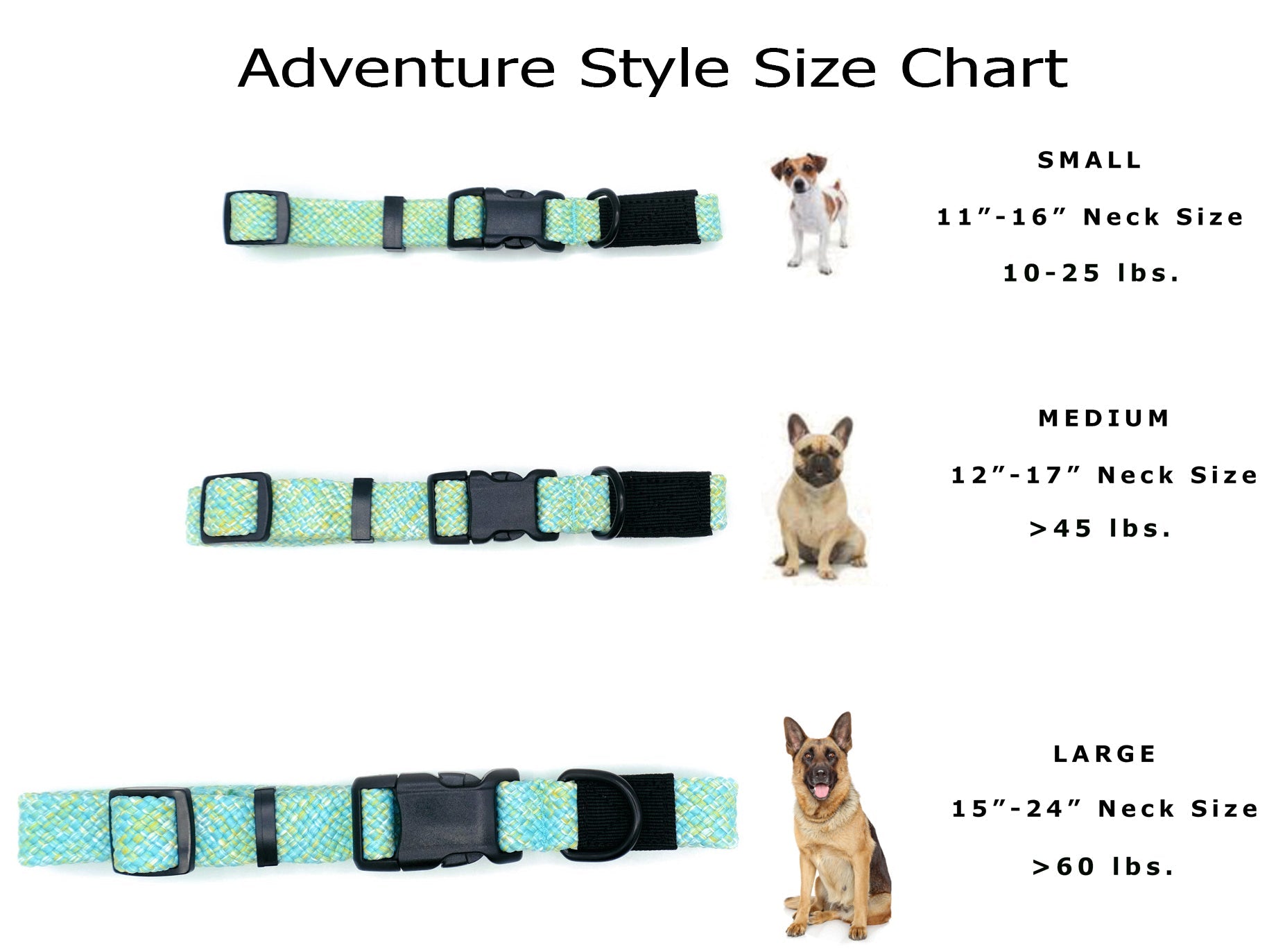 Adventure Style Flat Weave Mountain Wave Climbing Rope Dog Collar - Dog Harnesses - Euro - Dog Collars and Leads