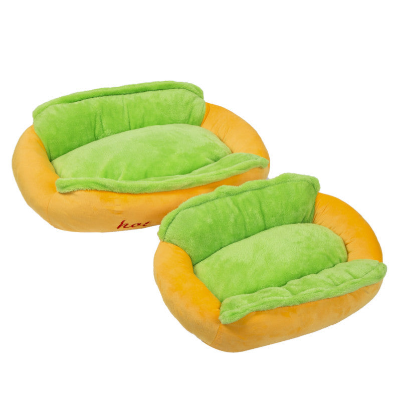 Hot Dog Plush Pet Bed