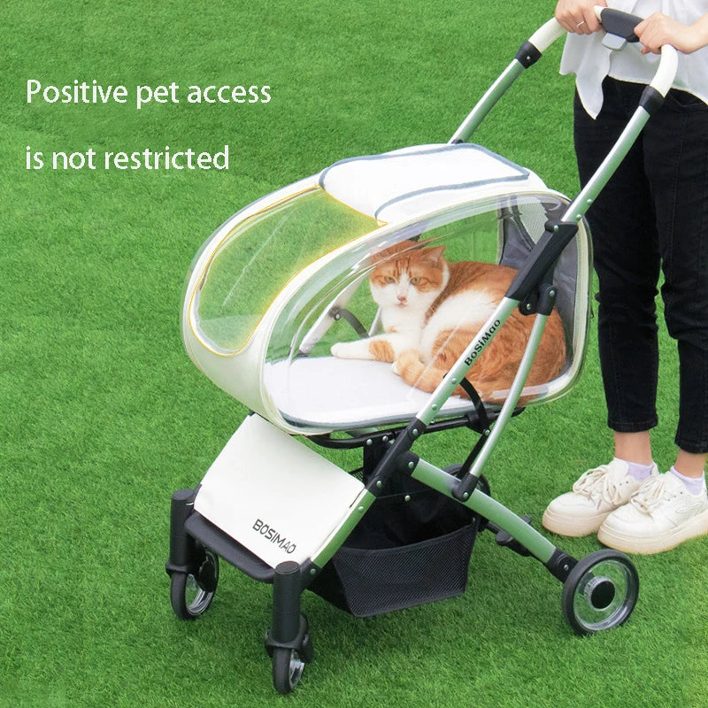 Fashionable Pet Dog Cats Four Wheeled Cart Lightweight Foldable Separable When Going Out Small Medium-Sized Pets Dog Stroller - Purrfect Pet Kingdom
