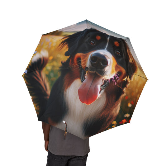 Bernese Mountain Dog Semi-Automatic Foldable Umbrella